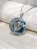 TOUPOP Sterling Silver With Blue Crystal Oxidized Poppy Flower Necklace-0-2