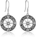 wholesale 925 Sterling Silver Celtic Knot Compass Dangle Drop Earrings Jewelry-0-0