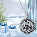 wholesale 925 Sterling Silver Hamsa Hand Evil Eye Pendant Necklace for Women and Girls 3D Lucky Charm -0-4
