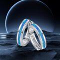 wholesale 925 Sterling Silver Blue Opal Inlay Huggie Hoop Earrings 8mm Diameter-0-2