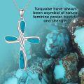 wholesale 925 Sterling Silver Turquoise Western Bohemian Cross Pendant Necklace for Women - Unique s-0-2