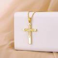 wholesale 14K Gold Diamond Cut Cross Necklace for Women 16 18 -0-1