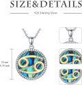 wholesale 925 Sterling Silver Abalone Shell Natural Cubic Zirconia Cancer Zodiac Necklace 12 Constellation Coin Pendant-0-4