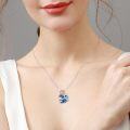 wholesale 925 Sterling Silver Sapphire Heart Necklace with Rose Charm - Romantic Gift for Women-0-2