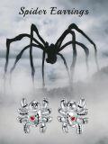 wholesale 925 Sterling Silver Gothic Halloween Voodoo Doll Heart Stud Earrings for Women-0-5