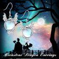 wholesale 925 Sterling Silver Moonstone Dragon Drop Earrings Gothic Antique Style Jewelry for Women Girls Gift 4cm Long-0-5