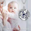 wholesale 925 Sterling Silver Round Pendant with Blue Crystal and Floral Design - Norse Style Jewelry for Women & Men-0-2