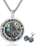 wholesale 925 Sterling Silver Saint Peregrine Pendant with Abalone Shell and Photo Locket Chain - Religious s for Men & Women-0-0