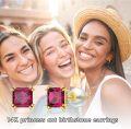 wholesale 14K Gold 2 5Ct Created Birthstone Princess Cut Stud Earrings for Women-0-5