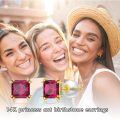 wholesale 14k Gold Square Cut Red Birthstone Prong Set Stud Earrings-0-5