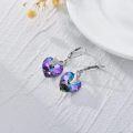 wholesale 925 Sterling Silver Purple Crystal Angel Wing Heart Drop Earrings-0-3