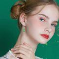 wholesale 925 Sterling Silver Green Crystal Christmas Tree Shape Dangle Earrings for Women-0-3