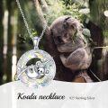wholesale 925 Sterling Silver Crystal Koala Bear Pendant Necklace with Bamboo Elements-0-5