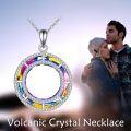 wholesale 925 Sterling Silver Rainbow Crystal Circle Pendant Necklace for Women-0-11