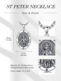wholesale 925 Sterling Silver  Oval St Peter Prayer Pendant Necklace for Men & Women-0-1