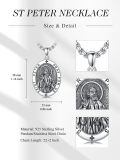 wholesale 925 Sterling Silver Saint Peter Pray For Us Oval Pendant Necklace Oxidized Finish-0-1