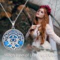 wholesale 925 Sterling Silver Blue Turquoise Triple Moon Goddess Pentagram Pendant Necklace-0-4