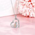 wholesale 925 Sterling Silver Heart Pendant with Mother and Baby Otters Love You Forever Necklace Gifts for Her-0-2