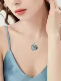 TOUPOP Sterling Silver Blue Crystal Daffodil Moon Flower Necklace-0-1