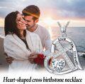 wholesale Cross Necklace For Women 925 Sterling Silver Heart Birthstone Necklaces Christian Jewelry Baptism Birthday Christmas Gifts For Women -0-2