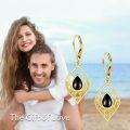 wholesale 925 Sterling Silver Teardrop Filigree Leverback Drop Earrings with Black Onyx and Gold Plating-0-5