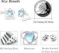wholesale 925 Sterling Silver Heart-Shaped Moonstone Stud Earrings with Blue Glow - Unique s for Women and Girls-0-2
