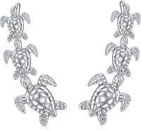 wholesale 925 Sterling Silver Sea Turtle Ear Climber Earrings for Women - Hypoallergenic Jewelry-3-Sea turtle