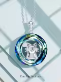 TOUPOP Sterling Silver Crystal Cat Pendant Necklace-0-2