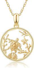 wholesale 14K Gold Turtle Shell Starfish Pendant Necklace 14K Gold  Ocean Life s for Her Valentines Day Mother's Day-0-0