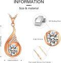 wholesale Rose Gold 925 Sterling Silver Teardrop Pendant with Cubic Zirconia I Love You Necklace for Women Gifts-0-2
