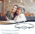 wholesale 925 Sterling Silver Blue Crystal Grandmother and Granddaughter Infinity Heart Bracelet-0-5