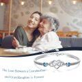 wholesale 925 Sterling Silver Blue Crystal Grandmother and Granddaughter Infinity Heart Bracelet-0-5