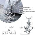 wholesale 925 Sterling Silver Anchor Mermaid Pendant Chain Necklace  for Women Girls-0-3