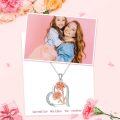 wholesale 925 Sterling Silver Rose Gold Plated Heart-Shaped Flower Pendant with Cubic Zirconia Necklaces for Women-0-2