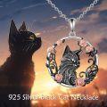 wholesale 925 Sterling Silver Raccoon Pendant with Pink Roses and Black Leaves Gothic Style Statement Necklace for Women's Halloween -0-1