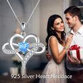 wholesale 925 Sterling Silver Blue Topaz Heart Pendant Necklace for Women Gifts-0-2