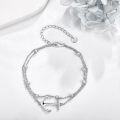 wholesale 925 Sterling Silver Layered Chain Bracelet with Anchor Design for Women-0-3
