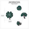 wholesale 925 Sterling Silver Cufflinks Celtic Knot Four Leaf Clover Green Enamel Gun Black Plated-0-4