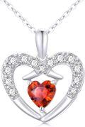 wholesale 14K Gold Red Garnet Heart Pendant Necklace for Women 17 Chain-0-0