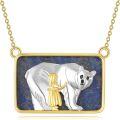 wholesale 925 Sterling Silver and Lapis Lazuli Polar Bear Girl Pendant Necklace-0-0