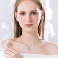 wholesale 925 Sterling Silver Cross Pendant With Green Leaves And Opal Center-0-3