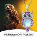 TOUPOP 925 Sterling Silver Filigree Owl Pendant Necklace Jewelry Christmas Gifts For Women-0-2