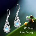 wholesale 925 Sterling Silver Teardrop Frog Dangle Earrings with Blue Stone Ocean Inspired Jewelry for Women-0-5