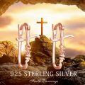 wholesale 925 Sterling Silver Faith Cross Huggie Hoop Earrings for Women Girls Graduation Gift Jewelry Accessories-0-5