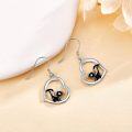wholesale 925 Sterling Silver 925 Black Enamel Skunk Drop Dangle Hook Stud Earrings s for Girls & Women-0-2
