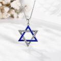wholesale 925 Sterling Silver Star of David Pendant Blue Enamel Lucky Charm Necklace°®¶ûÀ¼ºÃÔËÊÎÆ·-0-1