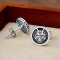 wholesale 925 Sterling Silver Wolf Head Round Stud Earrings - Cute Animal  for Women-0-4