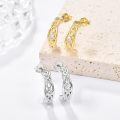 wholesale 925 Sterling Silver Gold Plated Celtic Knot Cubic Zirconia Hoop Earrings-0-2