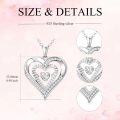 wholesale 925 Sterling Silver White Gold 1 CTTW Moissanite Floating Necklace with Twinkle Setting, Double Heart Pendant, Adjustable Chain, Gift Box Included-0-3