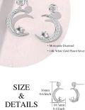 wholesale Silver 925 Sterling Silver Crescent Moon & Star Stud Earrings with Cubic Zirconia and Celtic Knot Design-0-3